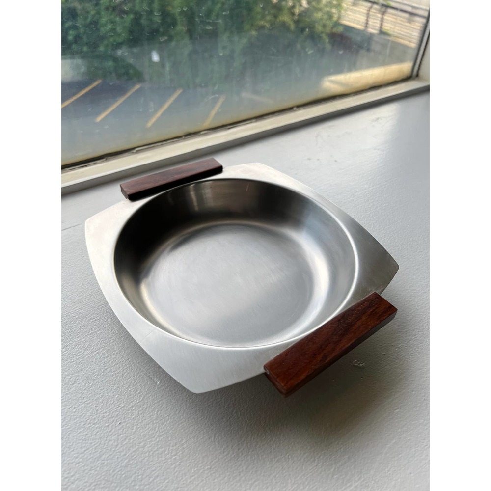 Mid Century Stainless Steel & Teak Bowl